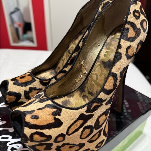 Sam Edelman Leopard Platform Heels Leather size 6.5 - Picture 2 of 4